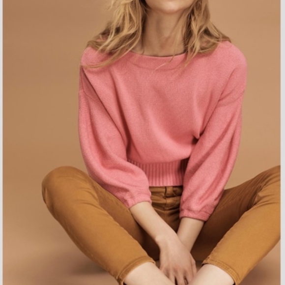 Anthropologie Sweaters - Knitted & Knotted Anthropologie Pink Crop Bubble